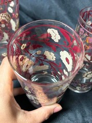 VTG Culver Kaleidoscope 12 oz Highball Glasses Floral 22K Red Gold – Set of 6