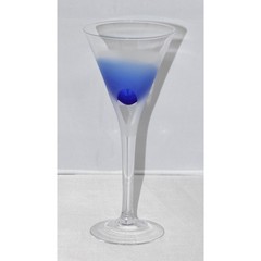 BLOCK Crystal Stockholm Cobalt Blue Martini Goblet Air Bubble Stem Glass