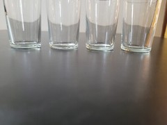 Lot of 4 Vintage MacBeth-Evans MBE4 4oz. Glass 3.5″ with Platinum/Silver Rim