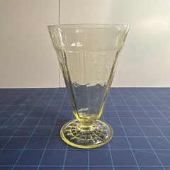 Anchor Hocking Yellow Princess Footed Tumbler 5 1/2” Depression , Clean