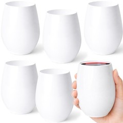Stemless Goblets White Set of 6-12 oz Disposable Plastic Cups for Elegant Eve…