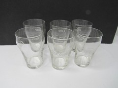 6 Vintage Enjoy Coke Coca-Cola 5 oz Glasses Libbey Bell Shaped Clear GUC