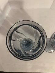 2 Noritake Sweet Swirl Light Blue Gray Iced Tea Water Glasses Goblets Footed