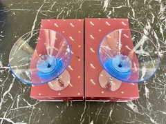 Moser Pebbles Aquamarine Blue Cocktail Martini Glass 8.8 oz Pair BNIB