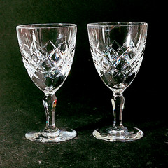 ORREFORS KAROLINA WATER GLASSES, Cut Lead Crystal, 6 oz, Made in Sweden, 2PCS