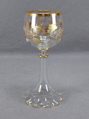Antique Josephinenhutte White Enamel Raised Gold & Platinum Hock Wine Roemer