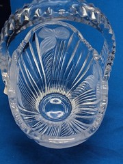 West Germany Crystal Clear Sutton Place II 6-1/2″ Basket dish w/ frosted leaves