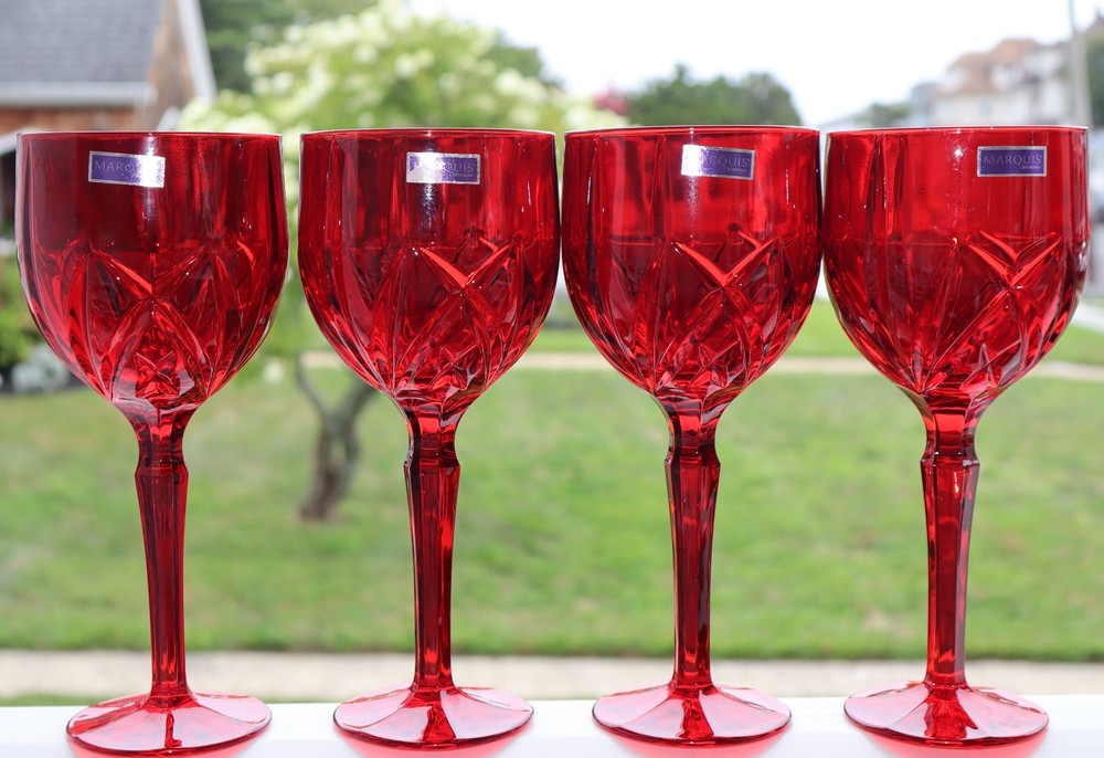 4 MARQUIS BY WATERFORD BROOKSIDE RED WINE GLASSES GOBLETS 8 1/2″
