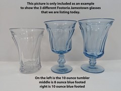 4 Fostoria Jamestown 10 oz Blue Tea Water Goblets Swirl MCM Ice Cream Sundae