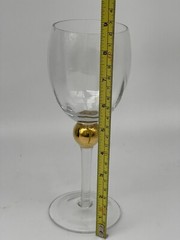 Gibson Golden Solitaire Water 12 Oz Goblet Wine 24K Optic Glass Steam 8.5″ Vtg