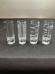 Cheers by Mikasa – Set of Four Multi-Motif Crystal Shot Glasses