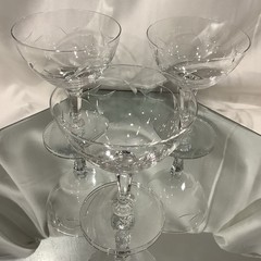 Fostoria Champagne 4.75” Coupe Sherbet Deep Cut Leaf – Set of 3 EUC
