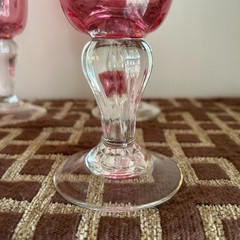 Val De Pome Christophe Saba Biot PINK Stemware Goblets France Lot of 4