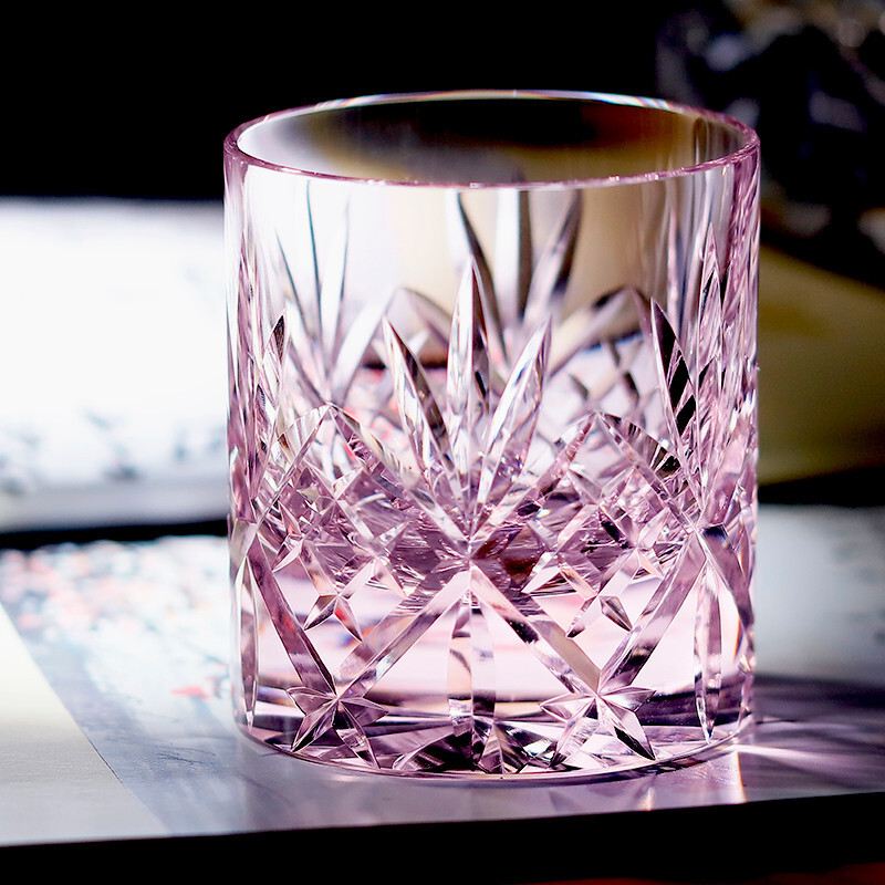 K9 Crystal Heavy Base Rocks Barware Whiskey Glasses Cut Clear 8oz 1PC Box Pink