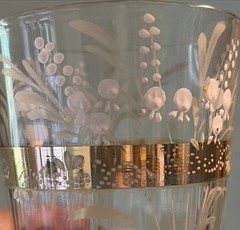 Vintage Bohemian Czech Glass Gold Gild Enamel Cup Set of 5