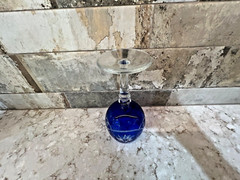 Bohemian Cobalt Blue Cut To Clear 6 3/4″ Goblet