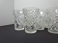 Set of 6 Anchor Hocking «Star of David» 3.5″ Oatmeal Juice Glasses Flared Top