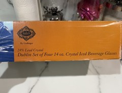 Set of 4 Shannon Dublin Crystal 14oz Tall Iced Tea Beverage Glasses. New!