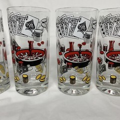 Vintage Hazel Atlas Casino Gambling Poker Game Night High Ball Glasses Set Of 5