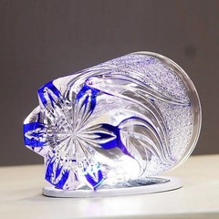 Edo Kiriko Crystal Whiskey Glass Hand Cut Blue Clear 9oz Gift Boxed