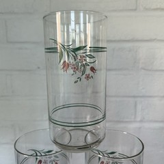 Lot 6 Vintage Corning Corelle Drinking Glasses Rosemarie Tulip Tumblers 16 oz