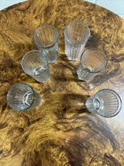 Vintage Crisa Ribbed Striped Juice Glass Hexagonal Bottom Set of 6