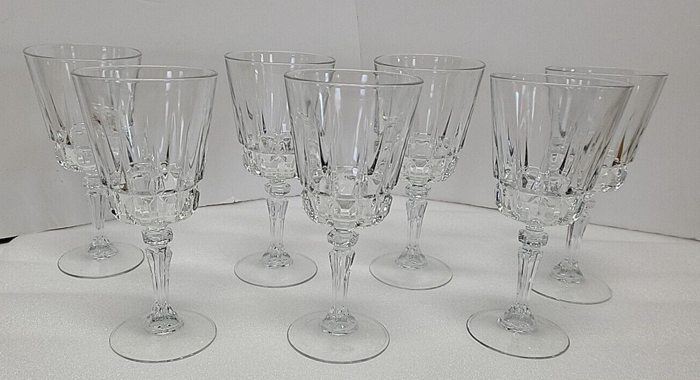 7 VNTG Lady Victoria France Crystal Stemware Chantelle Wine Glasses Goblet 7.5″