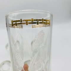 Vintage Mid-Century Wheat And Cornflower Drinking Glasses Set Of 5 Bar ware