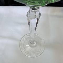 VTG Czech 1 ea. Cut Glass Cordial Liquor Garden Green Grapes Crisscross 8” ht