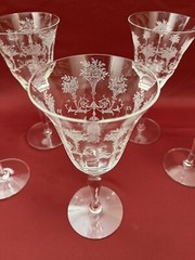 🟡 6 Morgantown Mayfair Pattern Water Wine Goblets 7 1/2″ 1920’s