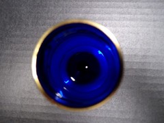 Vintage 1950s Stemmed Cordials Murano Italy Venetian Glass 1 Red 1 Colbalt