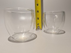 Bodum Double Wall Espresso 3 oz Cups Set of 2 Clear Round Glossy Switzerland