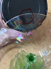 Iridescent Uranium Martini Glass with Green Twisted Stem by Tiffin-Franciscan