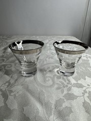 Dorothy Thorpe-Style Double Old Fashioned Glasses With Silver Trim Set Of 2