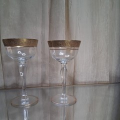 Tiffin Franciscan Minton Optic Paneled Gold Rimmed Champagne Sherbet Glasses