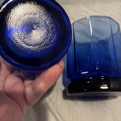 1 Vintage Anchor Hocking Cobalt Blue Essex 10 Panel Whiskey Low Ball Rocks Glass