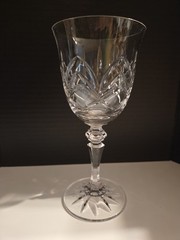 Galway Irish Crystal Wine Glass Longford Pattern Approx 7.5″ Tall