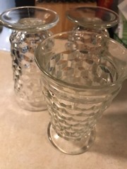 Set of 3 Vintage Colony Whitehall Cubist Clear Footed Iced Tea Water Glass
