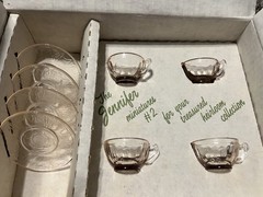 Mosser Jennifer Pattern Mini Cup & Saucer Set #2 Clear Pressed Glass