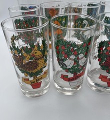 Indiana American Glass #2350 Twelve Days of Christmas Glasses 12 oz COMPLETE SET