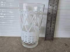 Vintage Federal Glass White Basketweave Lattice Drinking Tumblers – Set of 2