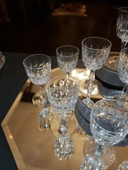 12 Wine Cordial glasses American Brilliant period cut Glass crystal Oval & Split