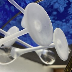 Colony Crystal White Frosted Stem Amaryllis Set/4 Liquor Glasses Flutes Wine Ice