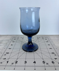 Vintage Stemware Set of 4 Dusty Blue Tulip Rim Water /Wine Goblet Glasses 5.5″