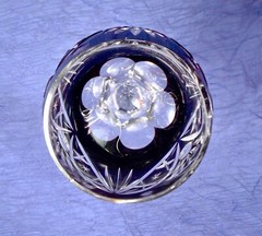 Vintage Lausitzer German Ruby Cut To Clear Fans and Stars Wine Glass