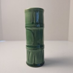 VINTAGE MID CENTURY MODERN LIBBEY GREEN BAMBOO TIKI CERAMIC TUMBLER VASE
