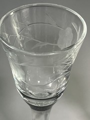 Vintage Aperitif Stemmed Glass sherry cordial glass gray cut floral pattern 3oz
