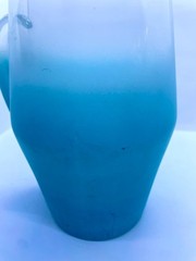 MCM Blendo Frosted Blue 80oz. Pitcher 11-3/4” Tall West Virginia Glass Co