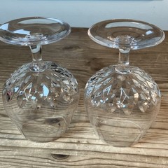 Vintage Faceted CUT CRYSTAL BRANDY SNIFTERS Glasses 5” Set Of 2 Bar Ware Elegant
