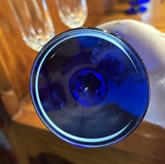 Set of 3 St. George American Heritage Crystal CHAMPAGNE Flute Cobalt Blue 💯